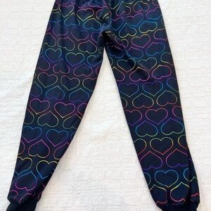 Justice Care Bears Metallic Rainbow Heart Sweat Pant Joggers NWOT